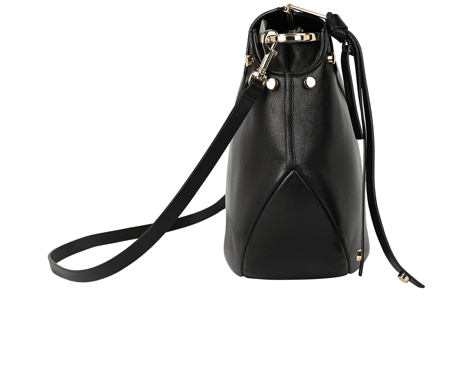 Artie Shoulder Bag, &pound;350, Handbags, Black, Leather, Side view